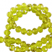 Top Glas Facett Perlen 3x2mm rondellen Dark lime green