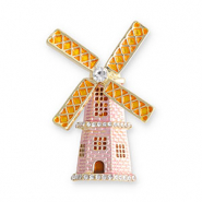 Broschen Mühle Gold-light pink-golden yellow-transparent