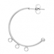 Stainless Steel - Rostfrei Stahl Schmuckzubehör Ohrringe Creolen mit 3 Ösen Silver