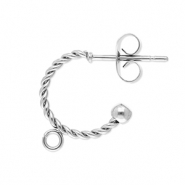 Stainless Steel - Rostfrei Stahl Schmuckzubehör Ohrringe Creolen Twisted mit Öse Silver