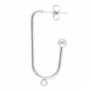 Stainless Steel - Rostfrei Stahl Schmuckzubehör Ohrringe / Ohrstecker Lang Oval mit Öse Silver