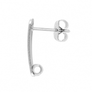 Stainless Steel - Rostfrei Stahl Schmuckzubehör Ohrringe / Ohrstecker Lang mit Öse Silver