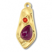 Metall Anhänger DQ Irregular Gold (Nickelfrei)-purple-red