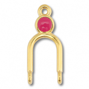 Metall Anhänger DQ Zwischenstück Gold (Nickelfrei)-magenta