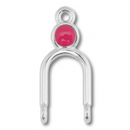 Metall Anhänger DQ Zwischenstück Antik silber (Nickelfrei)-magenta