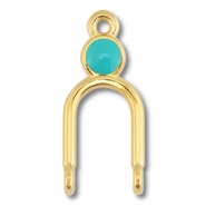 Metall Anhänger DQ Zwischenstück Gold (Nickelfrei)-turquoise blue