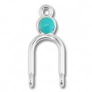 Metall Anhänger DQ Zwischenstück Antik silber (Nickelfrei)-turquoise blue
