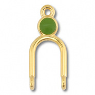 Metall Anhänger DQ Zwischenstück Gold (Nickelfrei)-olive green