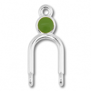 Metall Anhänger DQ Zwischenstück Antik silber (Nickelfrei)-olive green
