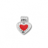 Metall Anhänger DQ Herz Antik silber (Nickelfrei)-red