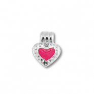 Metall Anhänger DQ Herz Antik silber (Nickelfrei)-magenta