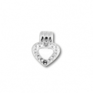 Metall Anhänger DQ Herz Antik silber (Nickelfrei)-white