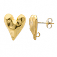 Stainless Steel - Rostfrei Stahl Schmuckzubehör Ohrringe / Ohrstecker Herz mit Öse Gold