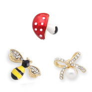 Anstecker Biene / Schleife / Fliegenpilz Gold-yellow-black-red