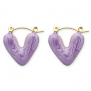 Ohrringe aus Stainless Steel - Rostfreiem Stahl Creolen Herz Gold-purple