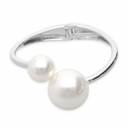 Metallarmbänder mit Imitation Perlen Silver-white