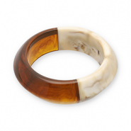 Resin-Armbänder Bangle Transparent amber brown-off white-beige