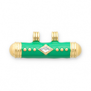 Stainless Steel - Rostfrei Stahl Message Bead Anhänger Gold-green-transparent