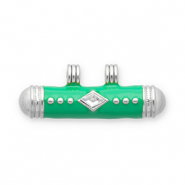 Stainless Steel - Rostfrei Stahl Message Bead Anhänger Silver-green-transparent