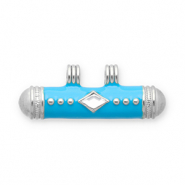 Stainless Steel - Rostfrei Stahl Message Bead Anhänger Silver-blue-transparent