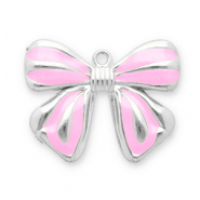 Stainless Steel - Rostfrei Stahl Anhänger Schleife Silver-pink