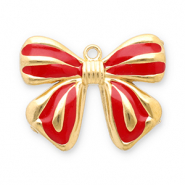 Stainless Steel - Rostfrei Stahl Anhänger Schleife Gold-red