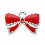 Stainless Steel - Rostfrei Stahl Anhänger Schleife Silver-red