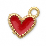 Stainless Steel - Rostfrei Stahl Anhänger Herz Gold-red