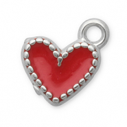 Stainless Steel - Rostfrei Stahl Anhänger Herz Silver-red