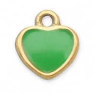 Stainless Steel - Rostfrei Stahl Anhänger Herz Gold-light green