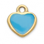 Stainless Steel - Rostfrei Stahl Anhänger Herz Gold-blue
