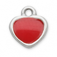 Stainless Steel - Rostfrei Stahl Anhänger Herz Silver-red