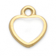 Stainless Steel - Rostfrei Stahl Anhänger Herz Gold-white