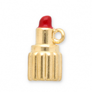 Stainless Steel - Rostfrei Stahl Anhänger Lippenstift Gold-red