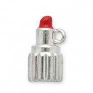 Stainless Steel - Rostfrei Stahl Anhänger Lippenstift Silver-red