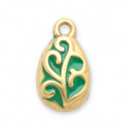 Stainless Steel - Rostfrei Stahl Anhänger Blatt Gold-green