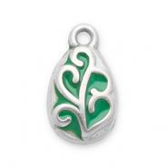 Stainless Steel - Rostfrei Stahl Anhänger Blatt Silver-green