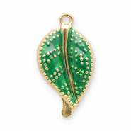 Stainless Steel - Rostfrei Stahl Anhänger Blatt Gold-green