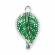 Stainless Steel - Rostfrei Stahl Anhänger Blatt Silver-green