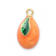 Stainless Steel - Rostfrei Stahl Anhänger Kumquat Gold-orange-green