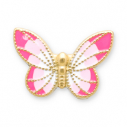 Stainless Steel - Rostfrei Stahl Perlen Schmetterling Gold-pink-white