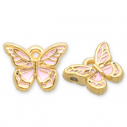 Stainless Steel - Rostfrei Stahl Anhänger Schmetterling Gold-light pink-white
