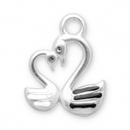 Stainless Steel - Rostfrei Stahl Anhänger Schwan Silver-black-white