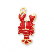 Stainless Steel - Rostfrei Stahl Anhänger Krebs Gold-red-black