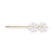 Haarschmuck Haarklammer Gänseblümchen Gold-white