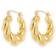 Ohrringe aus Stainless Steel - Rostfreiem Stahl Creolen Twisted Gold