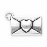 Metall Anhänger DQ Umschlag mit Herz Antik silber (Nickelfrei)
