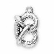 Metall Anhänger DQ Brezel Antik silber (Nickelfrei)