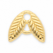 Metall Anhänger DQ Zwischenstück Blätter Gold (Nickelfrei)