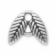 Metall Anhänger DQ Zwischenstück Blätter Antik silber (Nickelfrei)
